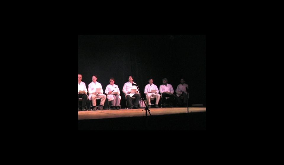 Ceremony attendees on the right of the stage