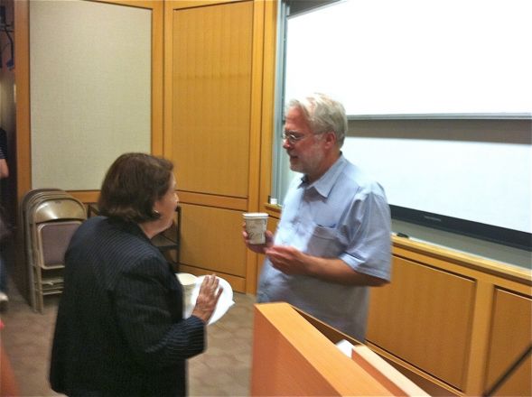 Dr. Rene Hen from Columbia University gave a seminar in the Pharmacology Department on June 19, 2012. Here Dr. Arleen Rifkind speaks with Dr. Hen after his seminar