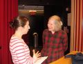 Graduate student Alessia Deglincerti speaks with Dr. Susan Gerbi after Dr. Gerbi&#039;s seminar titled &quot;Evolution of Ribosoma RNA: Ribosome biogenesis and coordination with cell division &quot; on March 15, 2011.